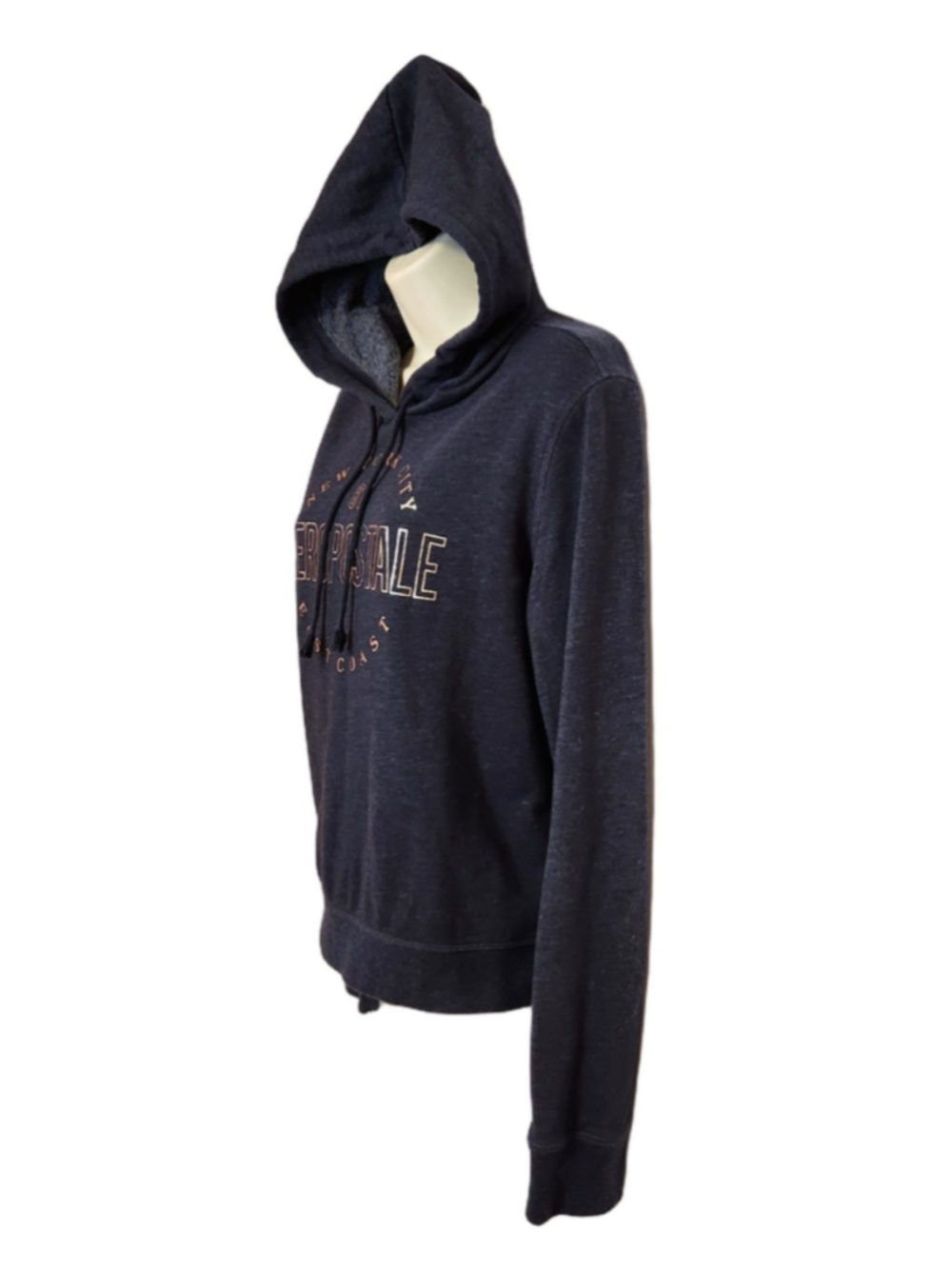 Aeropostale Comfy Fleece SIlver Graphic Navy Pullover Hoodie Sweatshirt Medium - Picture 3 of 7